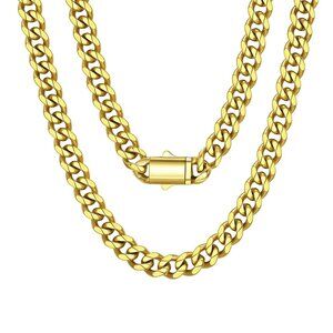 Stainless Steel Cuban Link Chain Necklace for Men 6-12mm Width